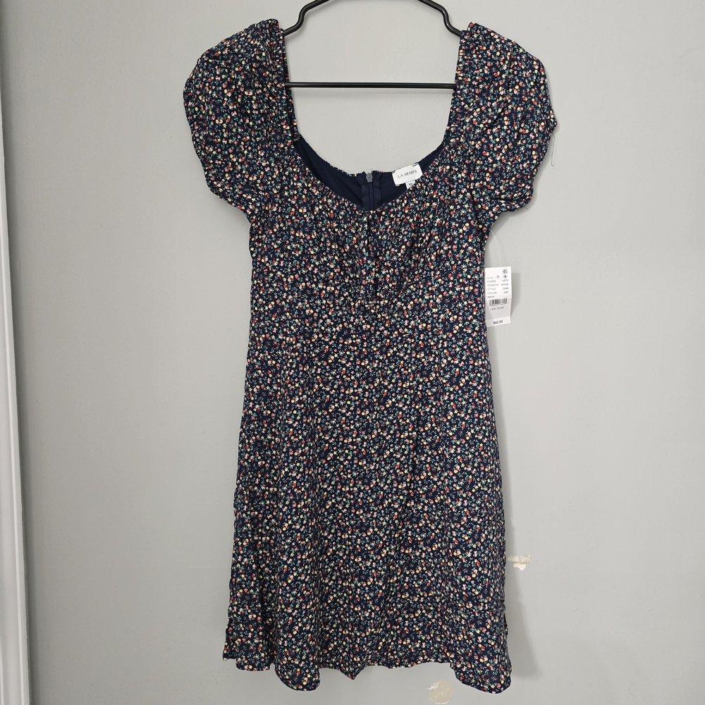 L.A. Hearts Floral Print Navy Dress